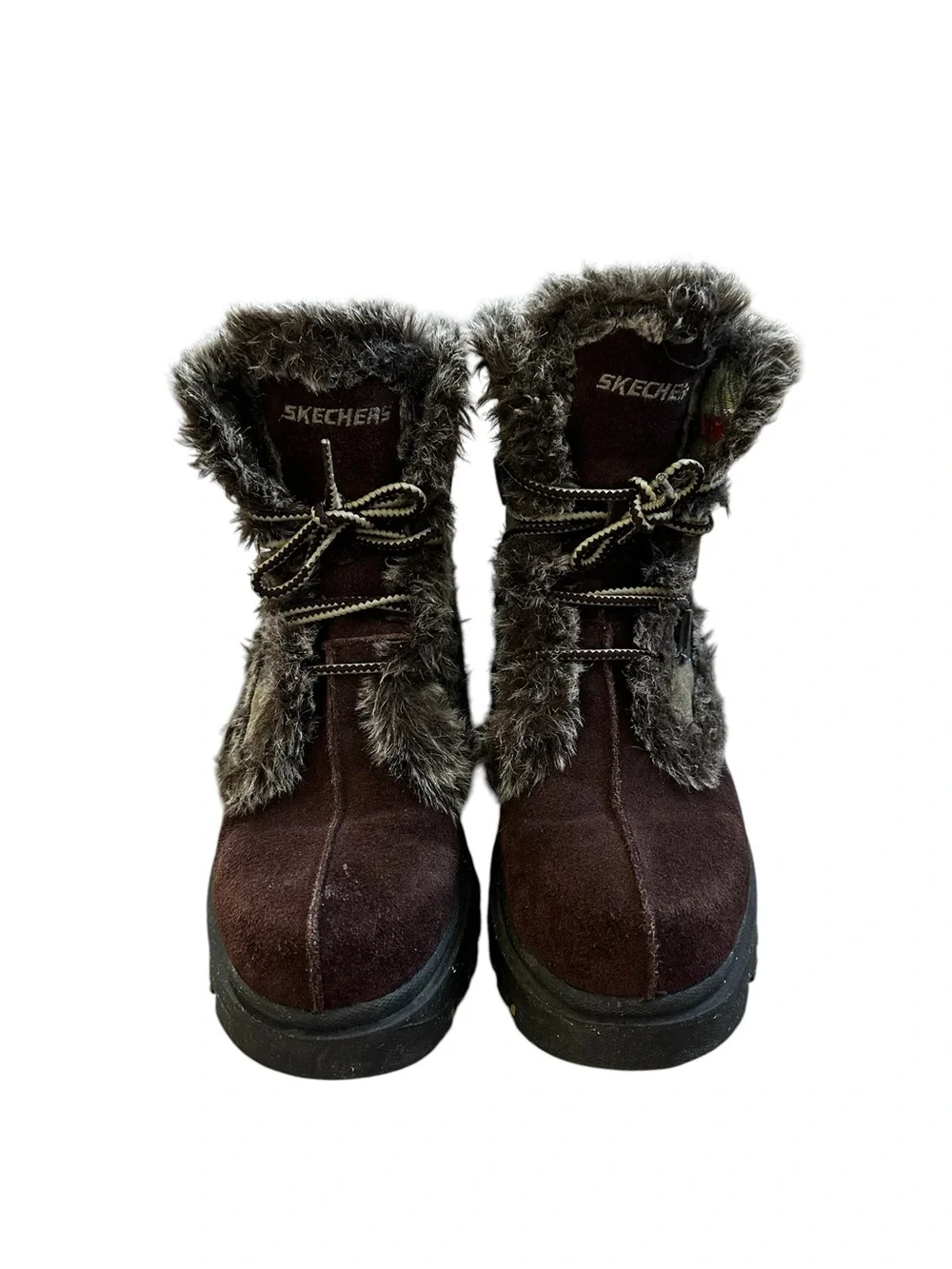 Vintage Skechers Tough Boots Fur Trim Suede Grunge Y2K Chunky Winter Gorpcore